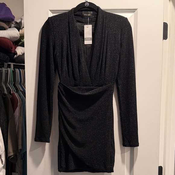 DO+BE Shimmering Black Long Sleeve Dress - Picture 1 of 3